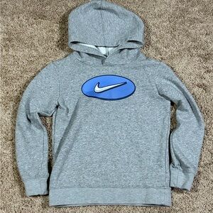 Nike Kids Gray Hoodie with Blue Oval Swoosh